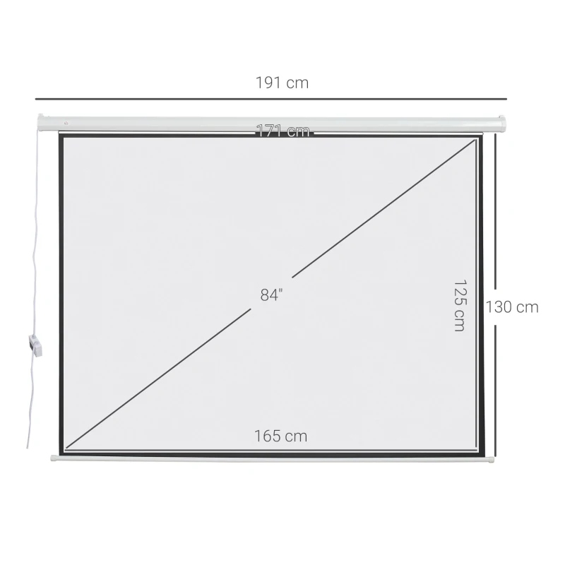 HOMCOM Pantalla del Proyector Eléctrica Portátil Universal 84 Pulgadas Pantalla para Proyección Motorizada 4:3 con Control Remoto Cine en Casa Presentaciones Colgada de Pared
