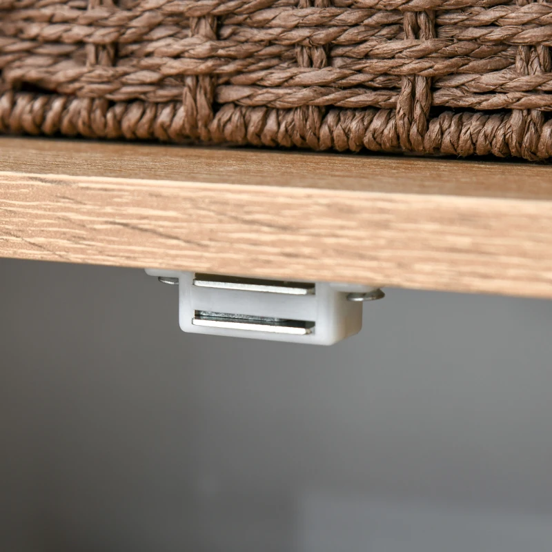 HOMCOM Estantería para Libros con Múltiples Estantes Abiertos y Doble Puerta Librería con Marco de Metal para Oficina Salón 80x35x97 cm Madera Natural