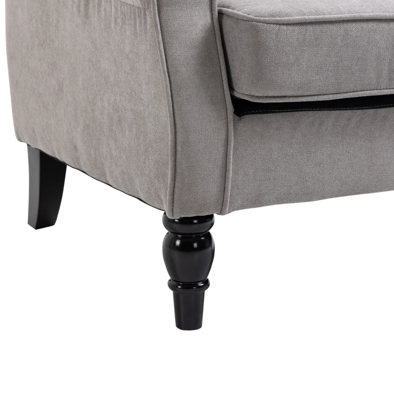 HOMCOM Ohrensessel Sessel mit Tufting, hoher Rückenlehne, Gepolstert Loungesessel mit abgerundeten Armlehnen, Holzbeine, für Schlafzimmer, Wohnzimmer, bis 160 kg, Grau