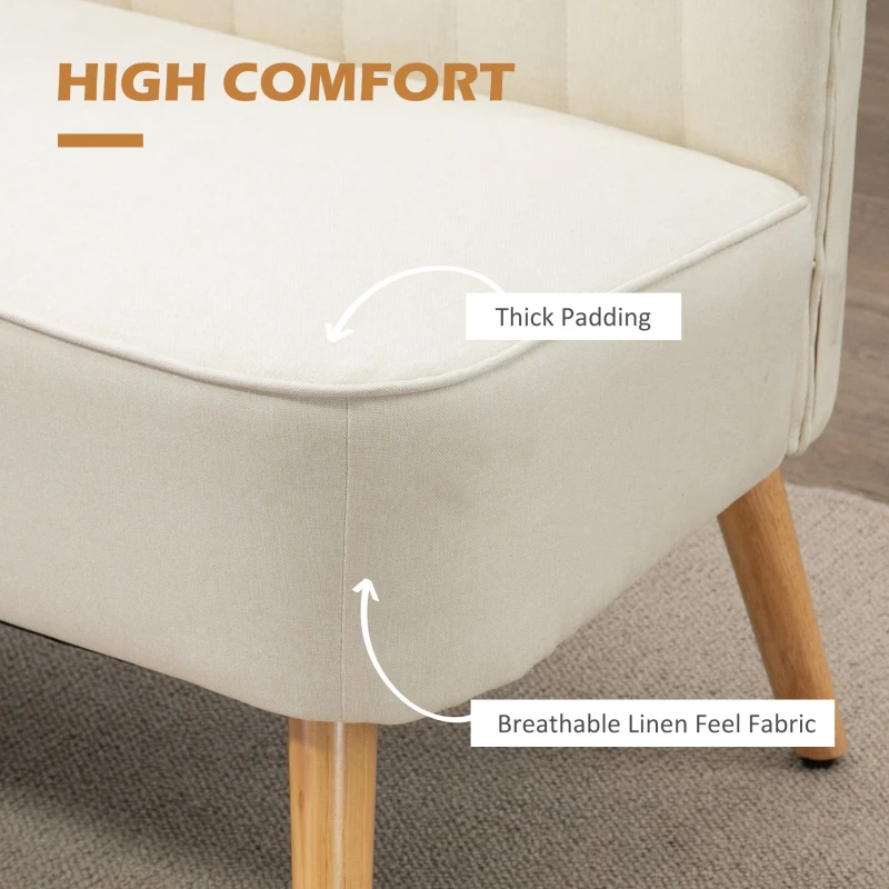 Elegancka Sofa 2-osobowa HOMCOM z Drewna i Pianki w Kolorze Kremowym, Idealna do Każdego Pomieszczenia