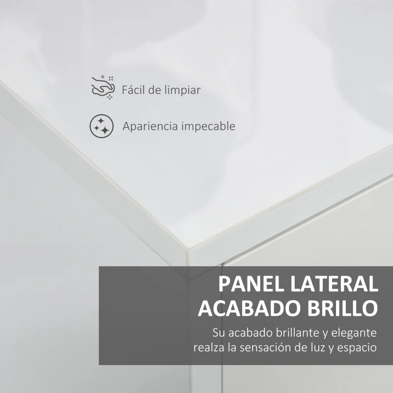 HOMCOM Aparador para Salón con 3 Puertas 2 Cajones y Estante Ajustable 117x36x74 cm Blanco