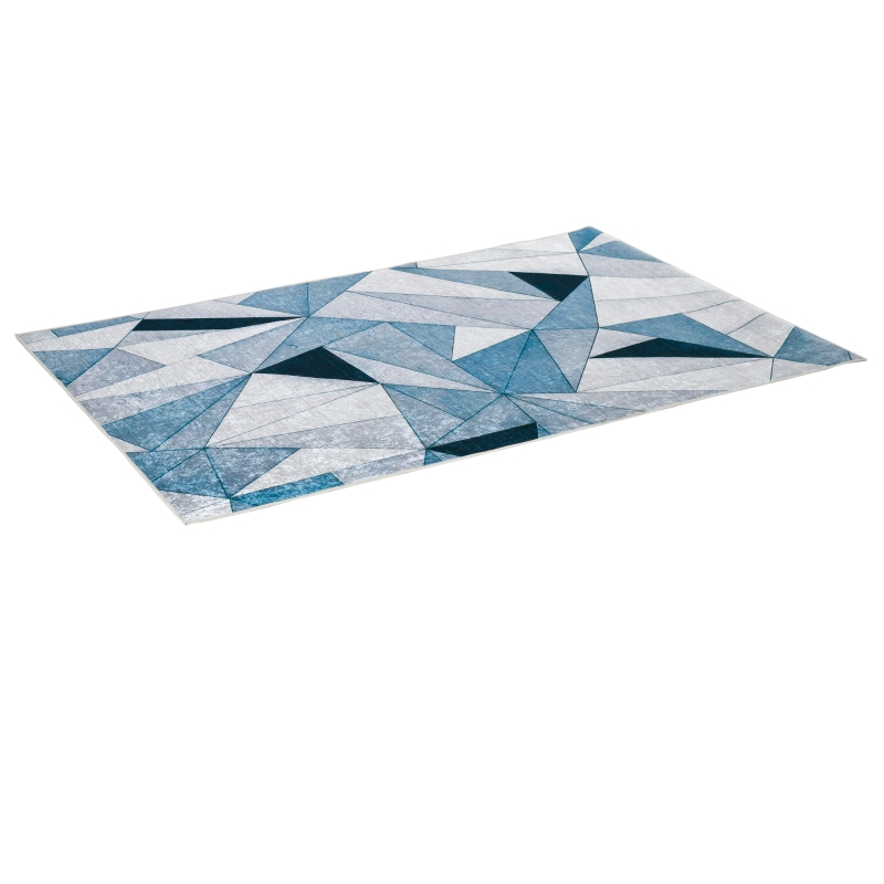 HOMCOM Alfombra de Salón Moderna de Terciopelo 230x160 cm Alfombra Geométrica con Base Antideslizante  Multicolor