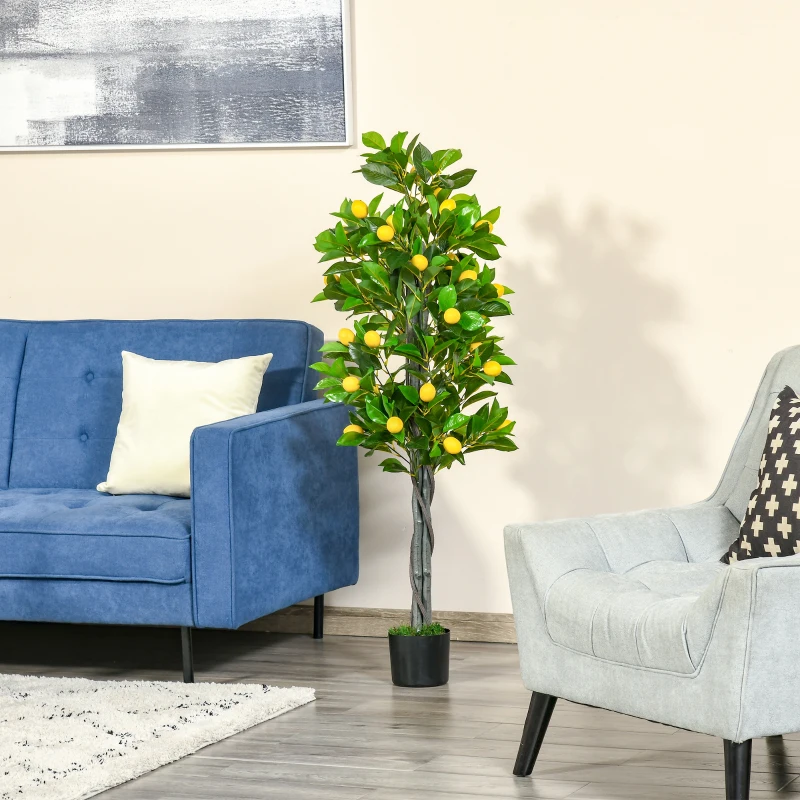 HOMCOM Artificial Lemon Tree Fake Decorative Fruits Plant in Nursery Pot for Indoor Outdoor Décor, 135cm