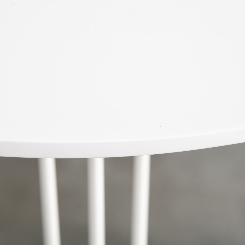 HOMCOM Mesa de Comedor Redonda con Patas de Horquilla Metálicas Estilo Moderno Nórdico para Cocina Salón Cafetería Bar Ø70x75 cm Blanco