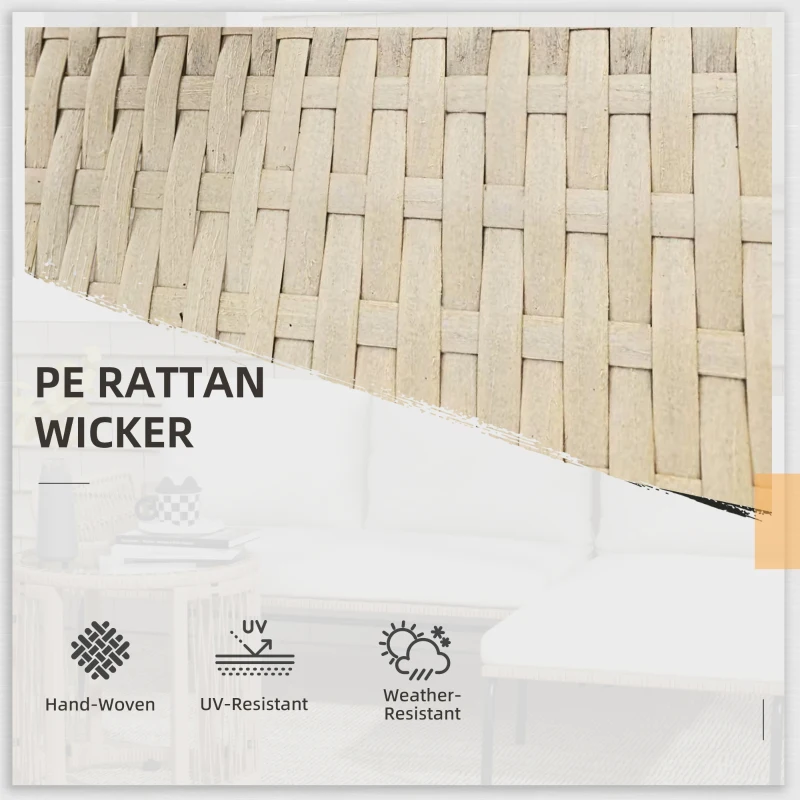 Outsunny Zestaw mebli ogrodowych z rattanu PE, 122 x 79 x 75 cm, Natur + Krémowy