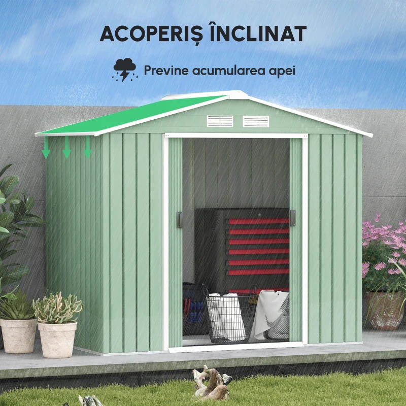 Outsunny Sopron de Gradina pentru Depozitare Unelte(m-8)