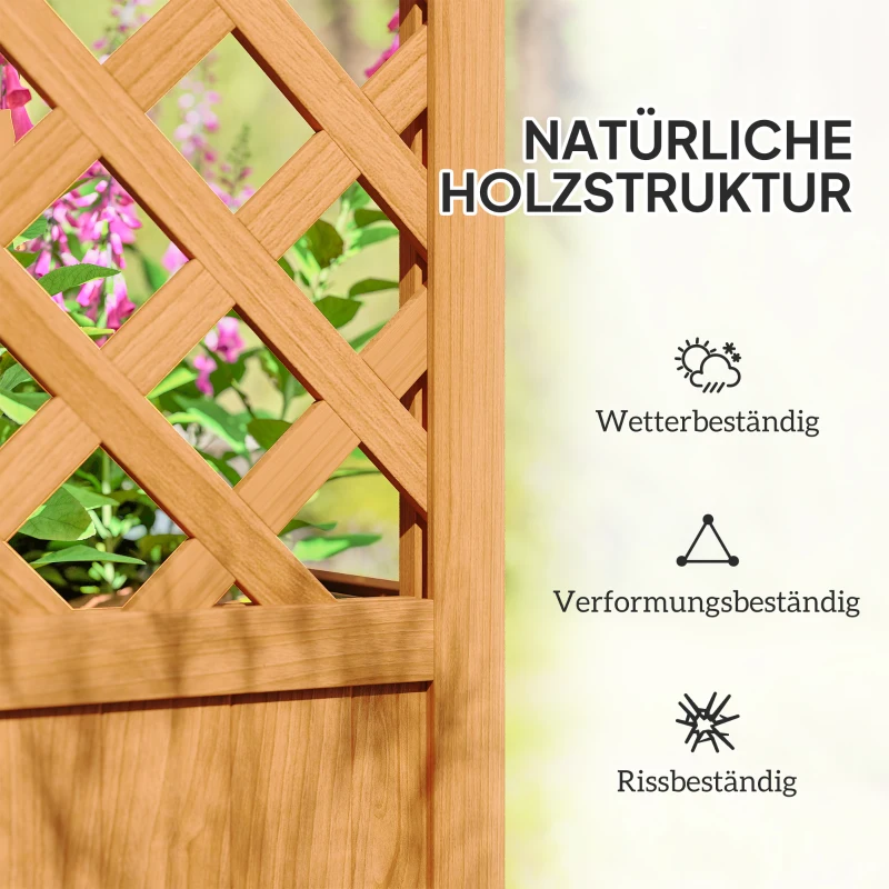 Outsunny Verhoogd Tuinbed Plantenbak met Klimrek, Boogdak Klimplantenrek Hout 83 x 36 x 145cm Lichtbruin