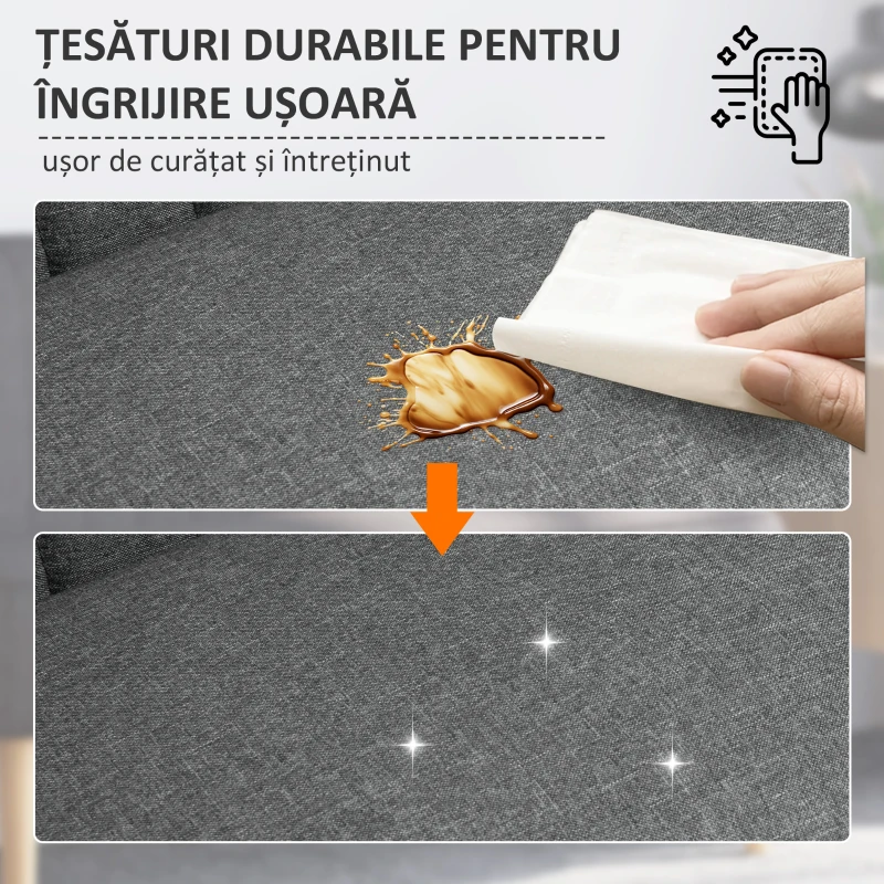 HOMCOM Canapea moderna cu 2 locuri din material textil si lemn fara brate de dimensiune 117x56.5x77cm(m-5)