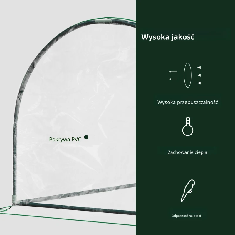 Szklarnia Outsunny, szklarnia z drzwiami, chłodnia, domek dla roślin, szkółka roślin, stal PVC, 200 x 100 x 80 cm