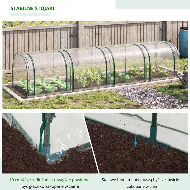 Outsunny Szklarnia z folii z drzwiami, grządka wczesna, stal PVC