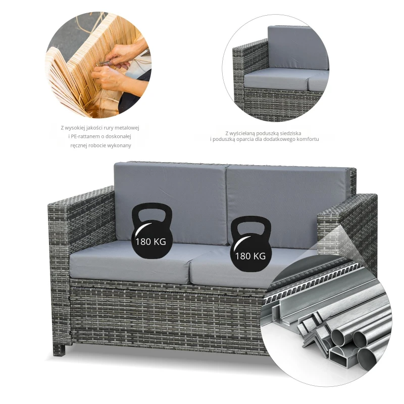 Outsunny sofa z technorattanu z poduszkami