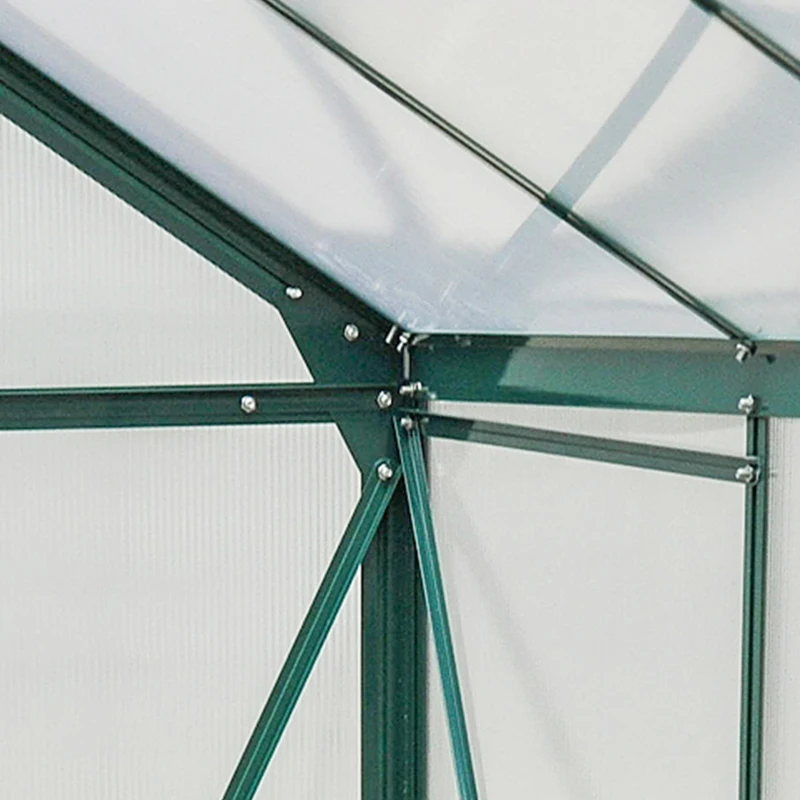 Outsunny Szklarnia, Treibhaus, z Oknem Dachowym, Drzwi Przesuwne, Transparentny, Poliwęglan+Aluminium, 190 x 252 x 201cm