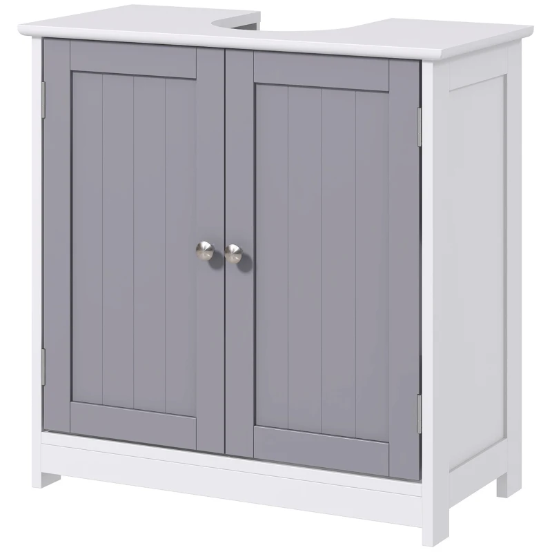 kleankin Dulap sub Chiuveta de Baie 2 Usi si Etajera Reglabila din MDF 60x30x60cm(m-13)