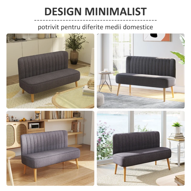 Homcom Canapea Minimalista – Gri inchis, Compacta & Fara Cotiere(m-6)