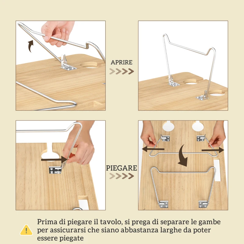 Outsunny Cesta da Pic Nic per 4 Persone con Tavolino e Cavatappi, in Vimini, 51x33x25 cm, Marrone Chiaro