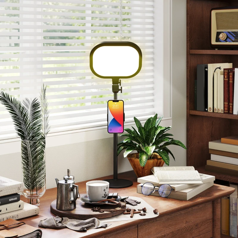 HOMCOM LED-Nachttischlampe, 10 Dimmstufen, 5 Farben, Speicherfunktion, Metall, Schwarz