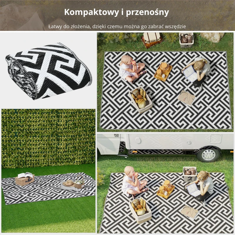 Outsunny Dywan na zewnątrz, Dywan z plastiku odpornego na wodę 152 x 243 cm