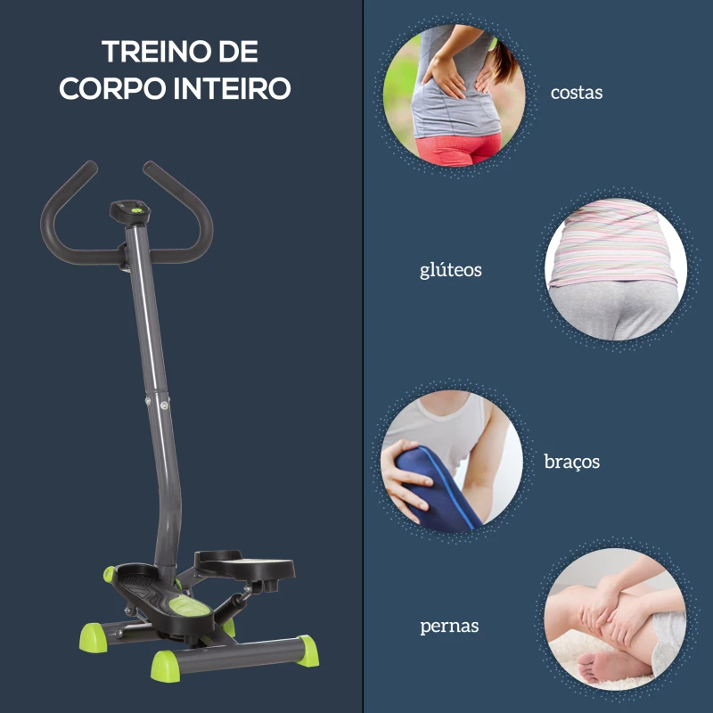 HOMCOM Máquina de Step Stepper Fitness em Casa com Tela LCD Alça e Pedais Antiderrapantes para Ginásio 55x44x108 cm Cinzento