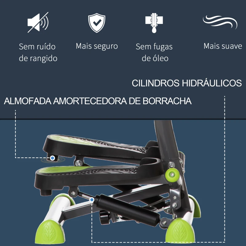 HOMCOM Máquina de Step Stepper Fitness em Casa com Tela LCD Alça e Pedais Antiderrapantes para Ginásio 55x44x108 cm Cinzento