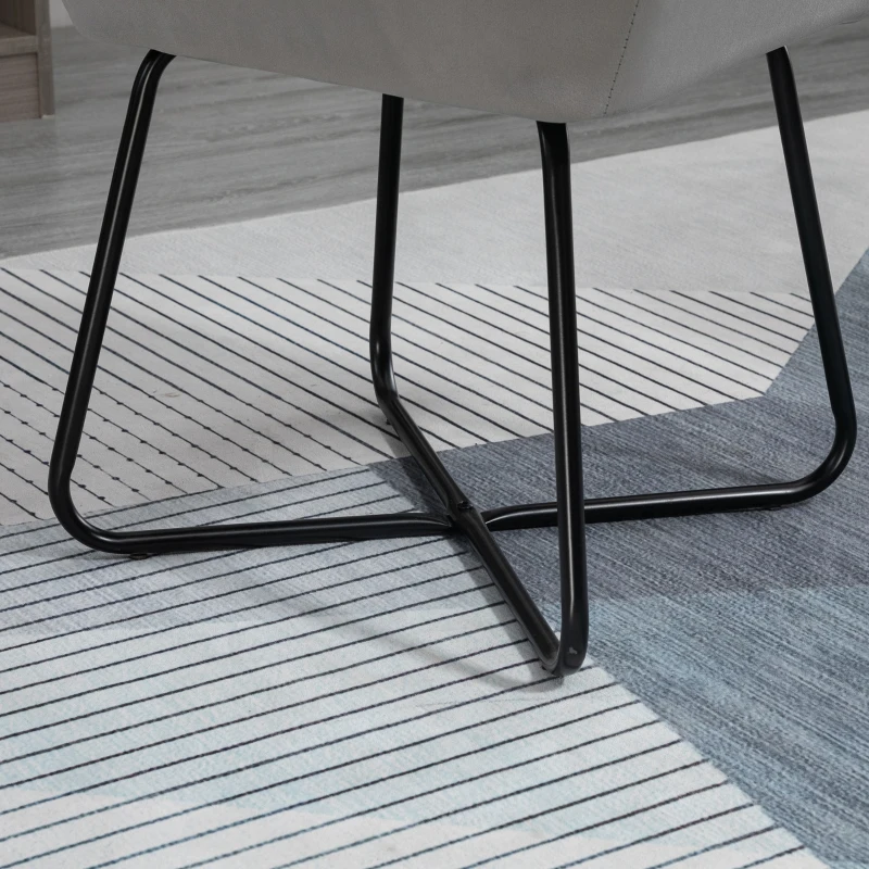 HOMCOM Sillón de Salón Tapizado en Terciopelo con Asiento Acolchado Base Metálica Cruzada Gris