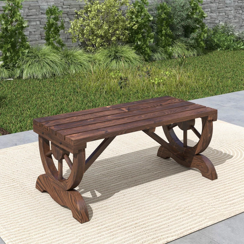 Outsunny Gartenbank Holz Wetterfest Sitzbank Gartenmöbel Rustikale Bank Natur 98 x 50 x 39,5 cm