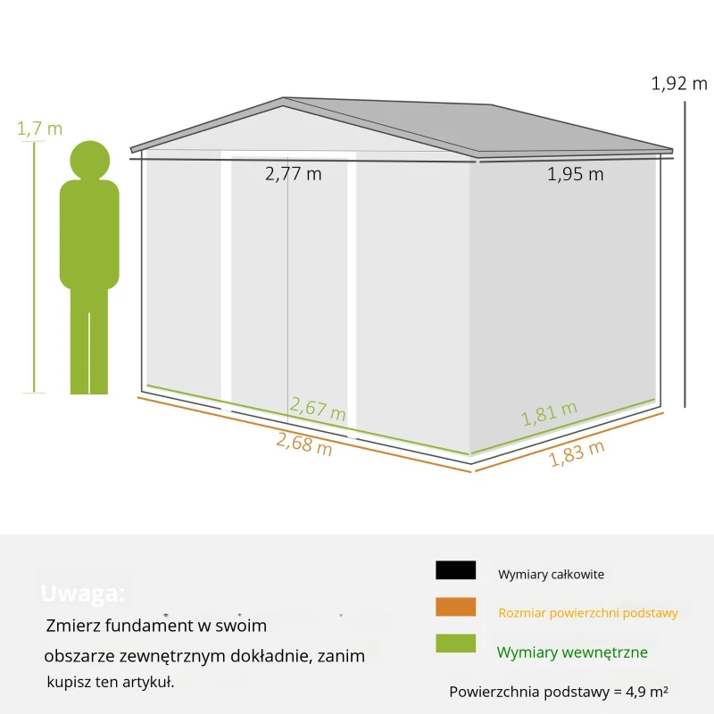 Outsunny Metalowy schowek na narzędzia z drzwiami przesuwnymi i oknami wentylacyjnymi, 277 x 195 x 192 cm, ciemnoszary