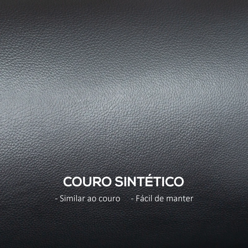 HOMCOM Sofá de 2 Lugares Estofado em Couro Sintético com Braços Acolchoados Espessos e Pés de Madeira  117x78x78 cm Preto