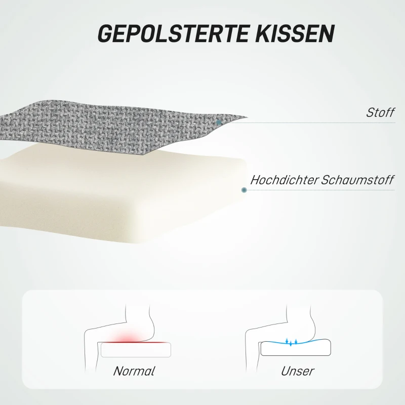 HOMCOM Armloser Bürostuhl, gepolstert, höhenverstellbar, drehbar, rollbar, Grau