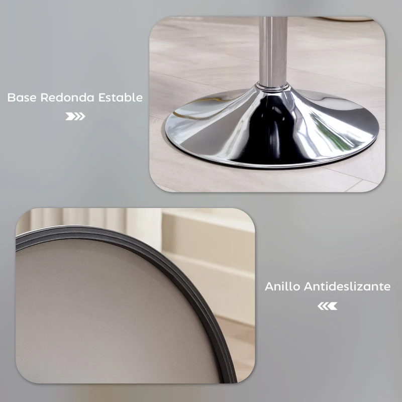 HOMCOM Taburete de Cocina Regulable en Altura 52-66 cm Tapizado en Pana Giratorio en 360° Gris
