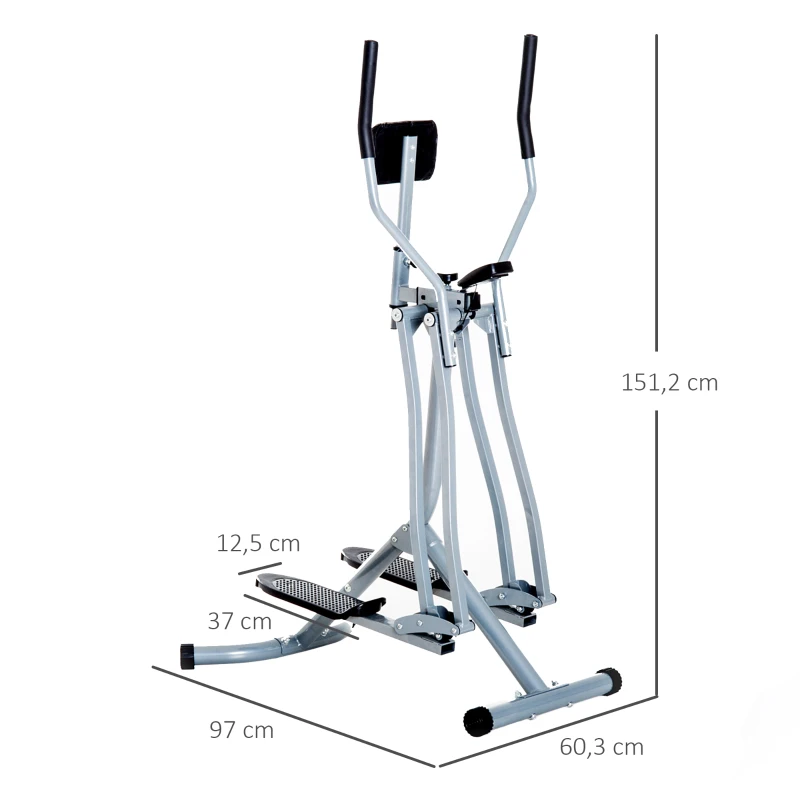 HOMCOM Bicicleta Elíptica Treinador Elíptico Ajustável com Monitor Capacidade 110 kg para Casa Ginásio 96x60x152 cm Cinza