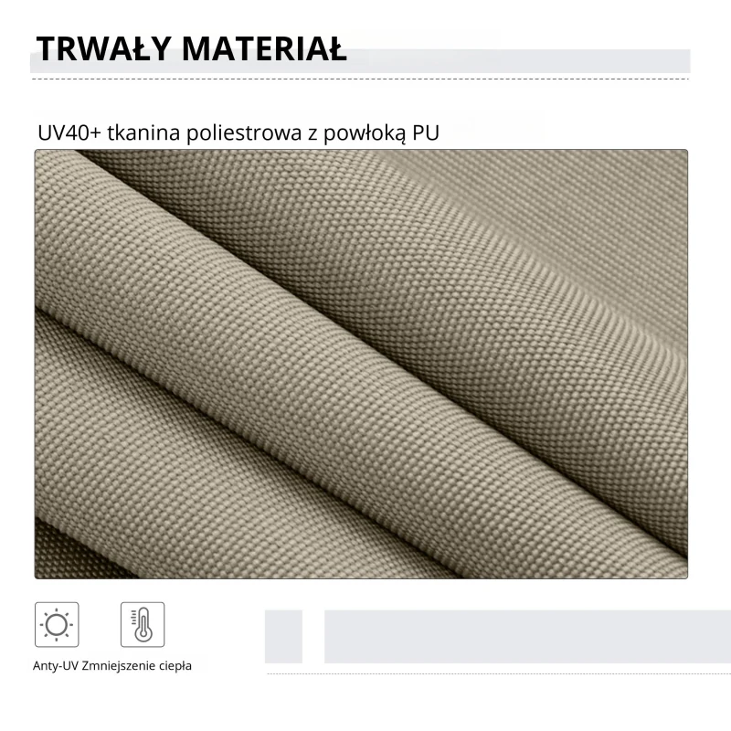 Outsunny Markiza Boczna, Montaż bez Wiercenia, regulowana wysokość, z korba ręczną, rama metalowa, kolor piaskowy, 2 x 2,15-3,05 m