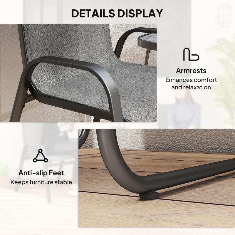 Outsunny Three-Piece Metal Frame Garden Seating Set - Grey