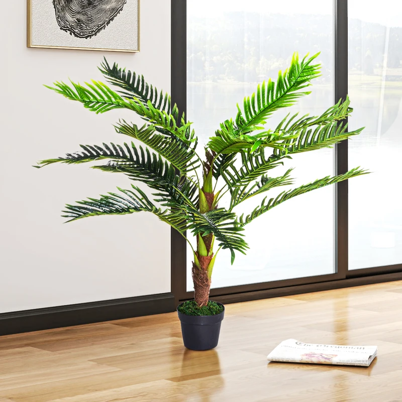 Outsunny Planta Artificial en Maceta Altura 123 cm Árbol Artificial para Decoración Hogar Oficina Verde