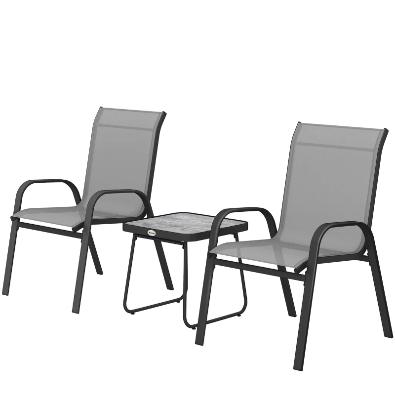 Outsunny Three-Piece Metal Frame Garden Seating Set - Grey