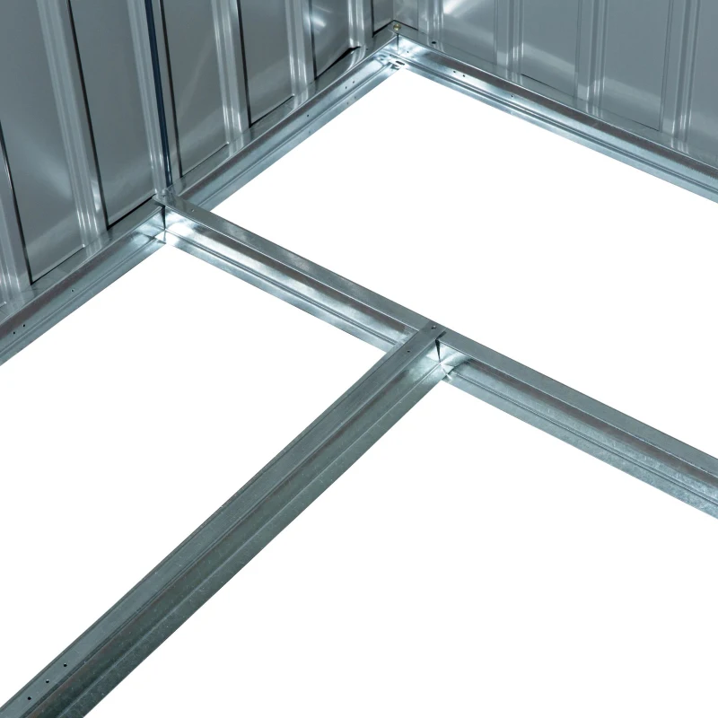 Outsunny Szop ogrodowy, 2 drzwi przesuwne, okna wentylacyjne, rama podłogowa z ocynkowanej stali, nierdzewna stal, jasnozielony, 2,13 x 1,30 x 1,85 m