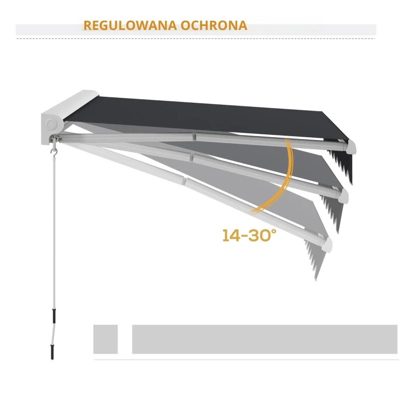Outsunny Markiza, elektryczna/ręczna, półkaseton, pilot zdalnego sterowania, rama aluminiowa, 2,5 x 2 m, Szary