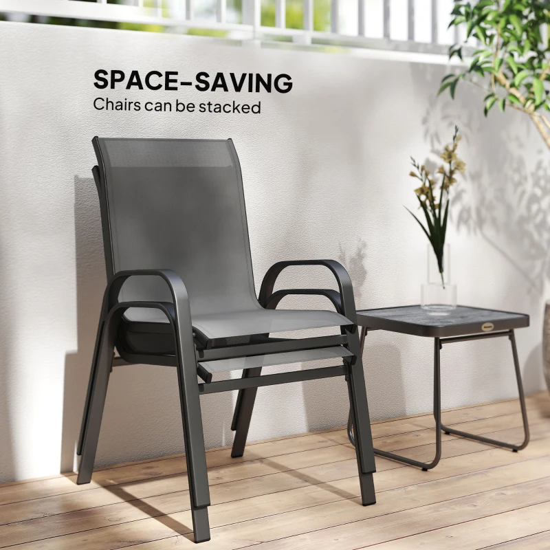Outsunny Three-Piece Metal Frame Garden Seating Set - Grey