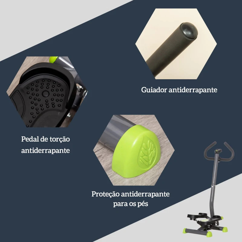 HOMCOM Máquina de Step Stepper Fitness em Casa com Tela LCD Alça e Pedais Antiderrapantes para Ginásio 55x44x108 cm Cinzento