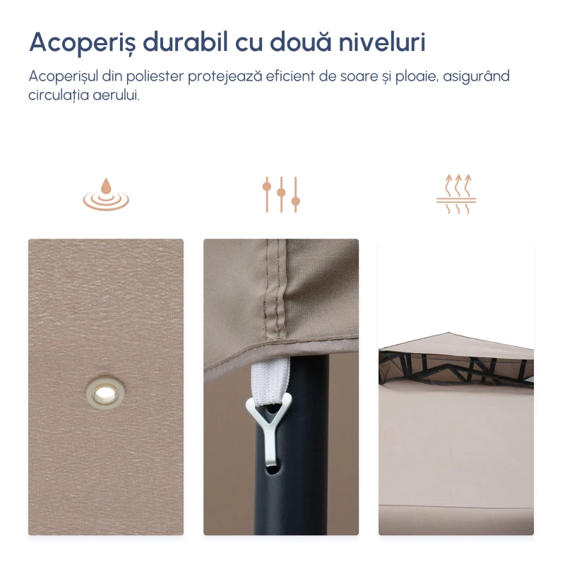 Outsunny Foisor de Gradina cu Plasa de Tantari din Metal si Poliester 294x294cm(m-6)
