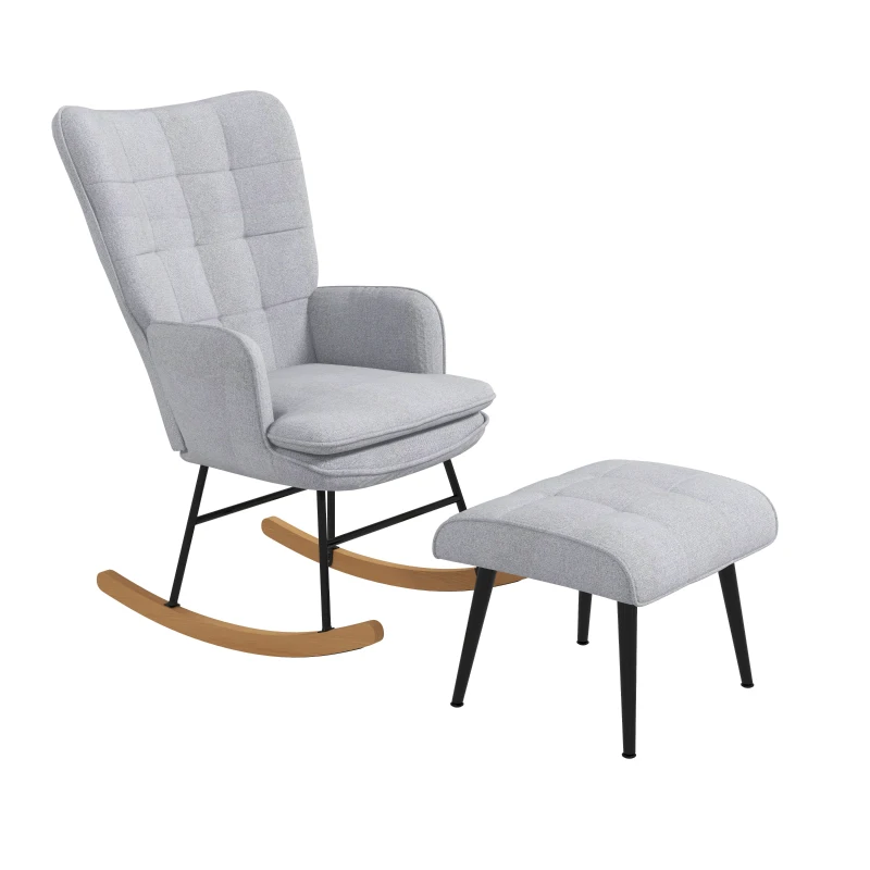 HOMCOM Fotel bujany z podnóżkiem