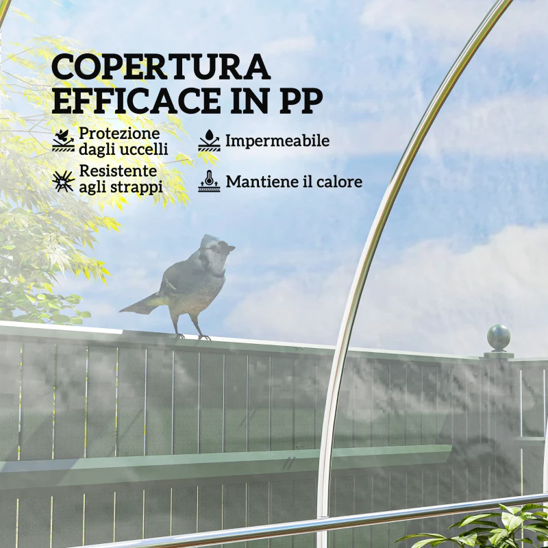 Outsunny Copertura per Serra 6x10 m di Ricambio, Telo per Serre a Tunnel in PP Anti UV e Impermeabile, Trasparente