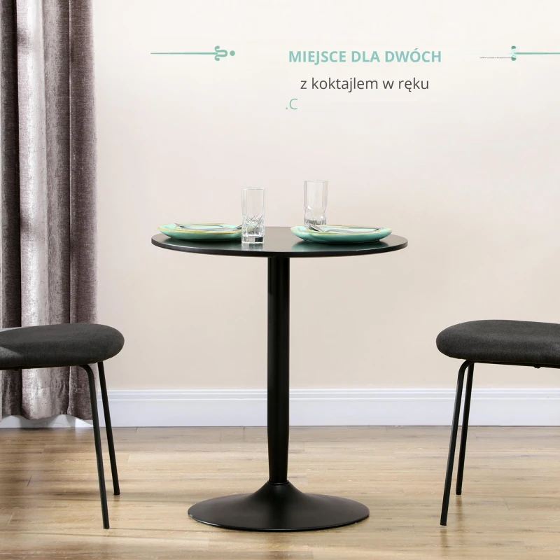 HOMCOM Stół do jadalni, Okrągły stół kuchenny, Antypoślizgowy stół do jadalni dla 2 osób