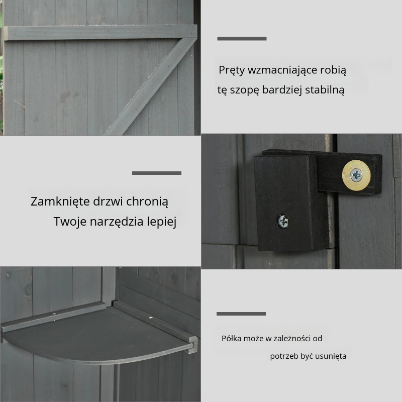 Outsunny Szafka Ogrodowa z Drewna, Praktyczna i Stylowa, Szary+Zielony