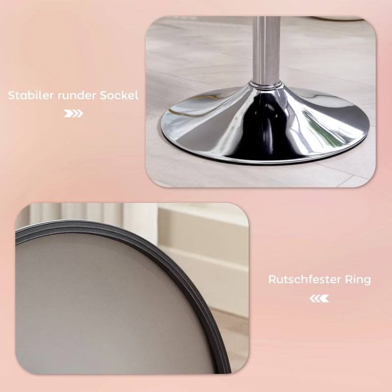 HOMCOM Hoker Barowy z Poduszką, Metalowa Podstawa, Optyka Kordu, Regulowany i Obrotowy 360°, Różowy