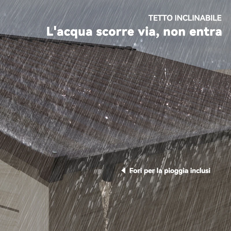 Outsunny Casetta da Giardino in Acciaio Effetto Legno e Doppie Porte Scorrevoli, 278x195x215 cm, Marrone