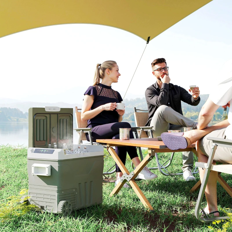 Outsunny Nevera Portátil Eléctrica 45L Refrigerador de Coche 12V/24V -20℃ a +20 ℃ con Pantalla LED Táctil 64,5x43,5x53 cm Verde