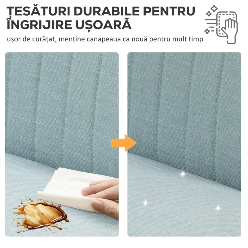 HOMCOM Canapea cu 2 Locuri din Material Textil fără Brațe, Canapea cu Picioare din Lemn, 117x56,5x77 cm, Verde(m-8)
