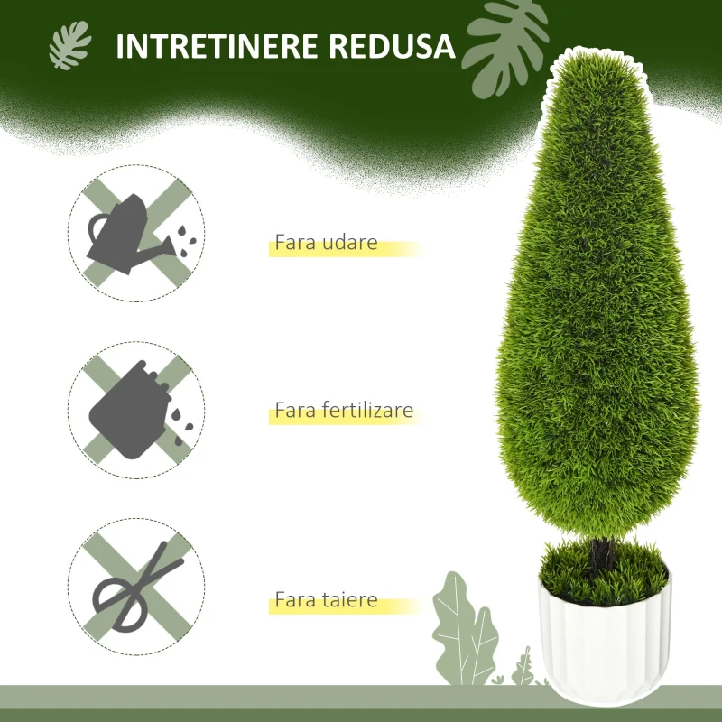 Homcom Set Plante Artificiale 90 cm – 2 Chiparosi cu Ghiveci Decorativ