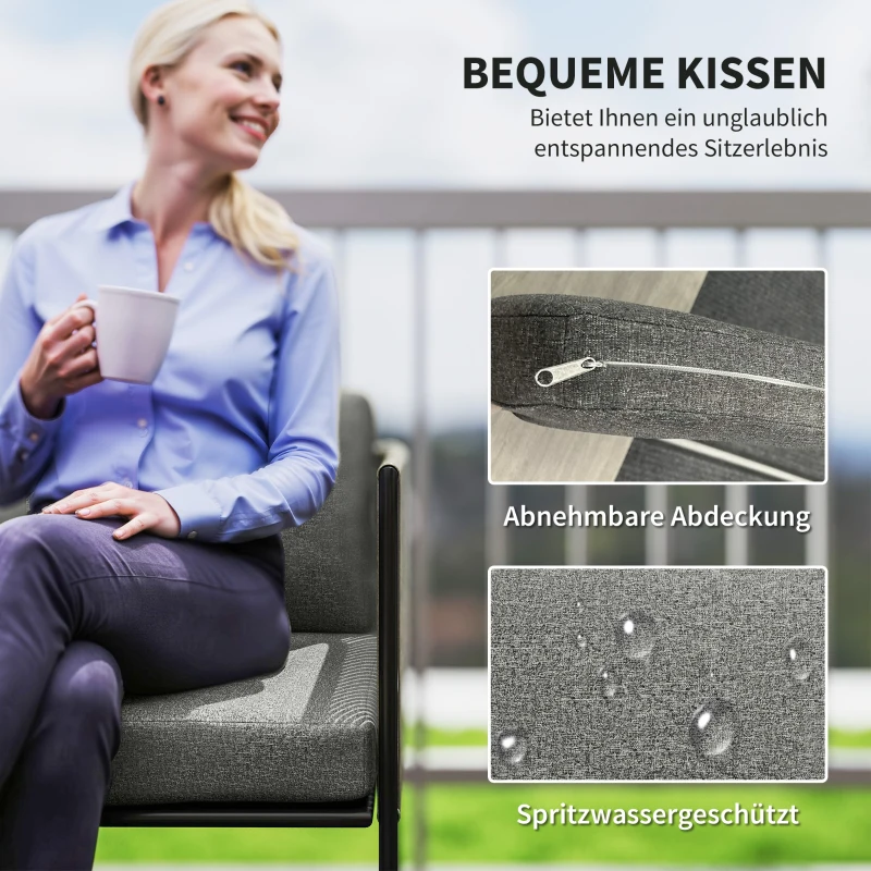 Outsunny Gartenmöbel Set aus Polyrattan Lounge-Set mit Sofa Sessel Tisch Kissen wetterfest 116 x 60 x 69 cm Braun+Dunkelgrau
