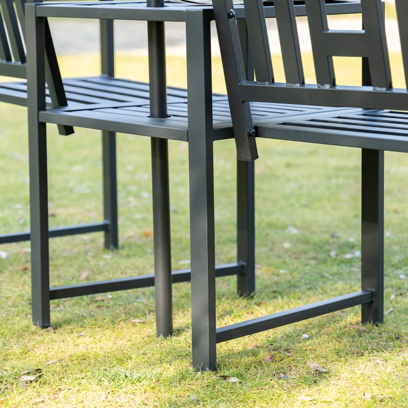 Outsunny 2 Seat Garden Chair Bench Loveseats w/Coffee Table Slatted Design Patio Yard